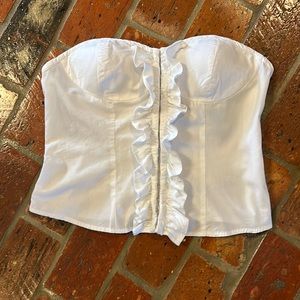Jessica Simpson White ruffle front Bustier szXL